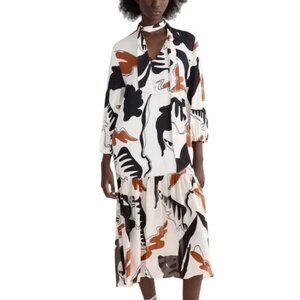 Zara multicolor abstract print oversized maxi dress size XS
